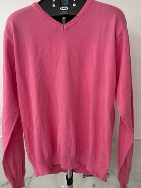 100% cotton Women’s V-Neck Sweater in Pink